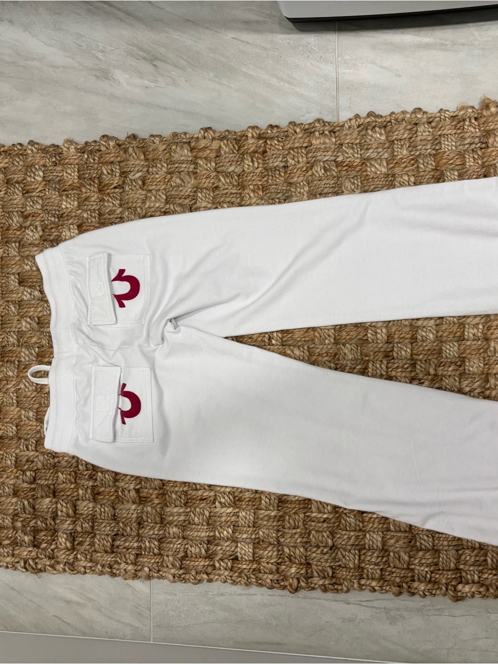 True Religion White Jumpsuit with Red Logo Accents